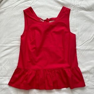 J.Crew Red Sleeveless Peplum Blouse